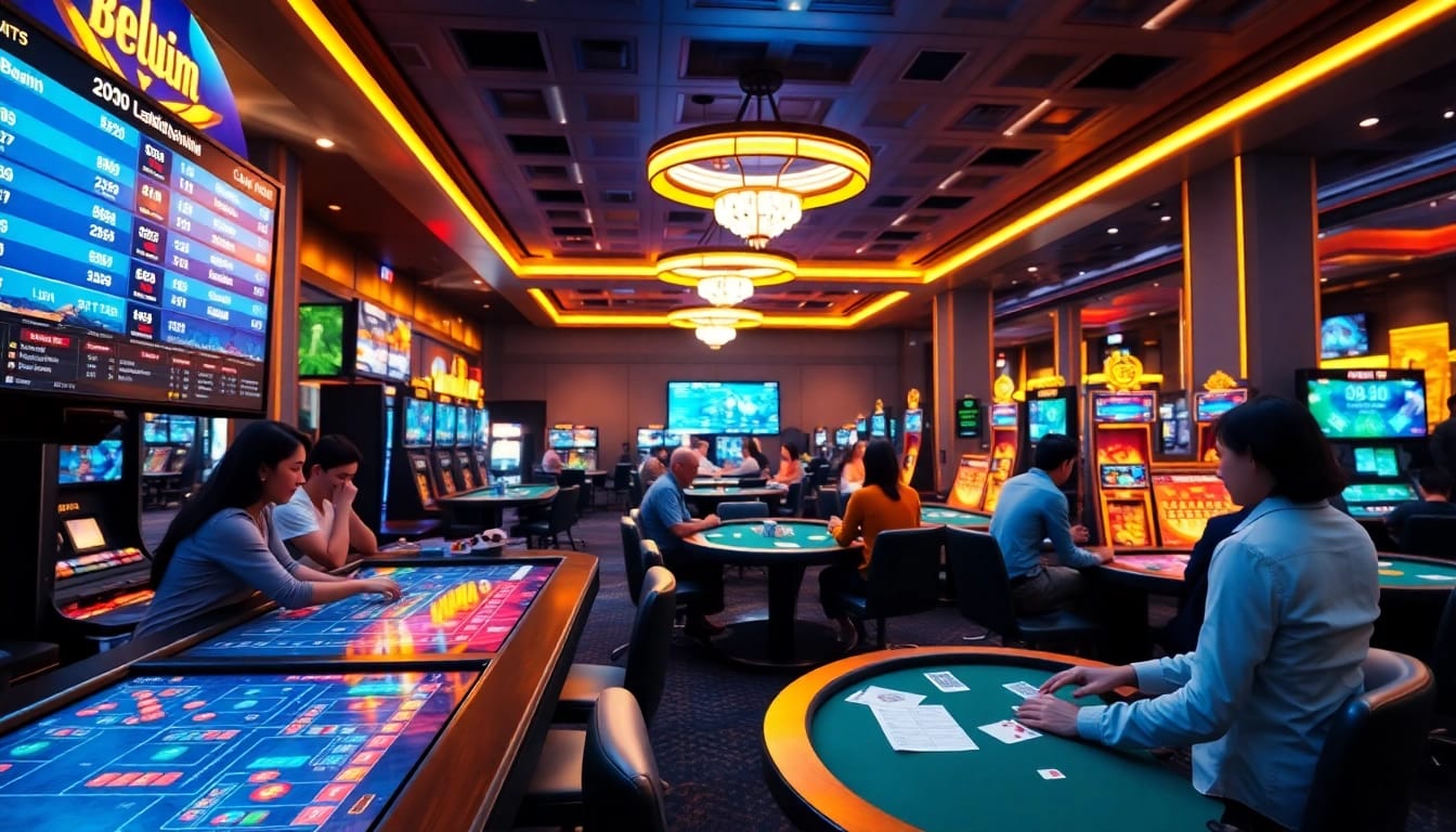Dynamic online casino experience at 98win with players enjoying games and sports betting.