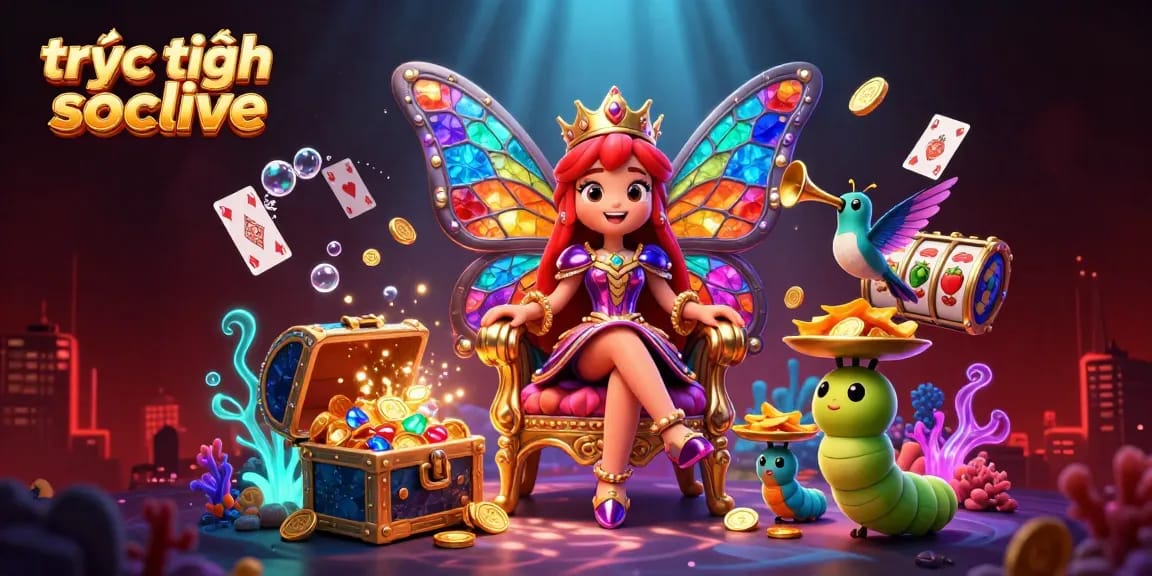 Experience trực tiếp socolive in a vibrant 3D illustration showcasing the excitement of gambling with renowned characters.