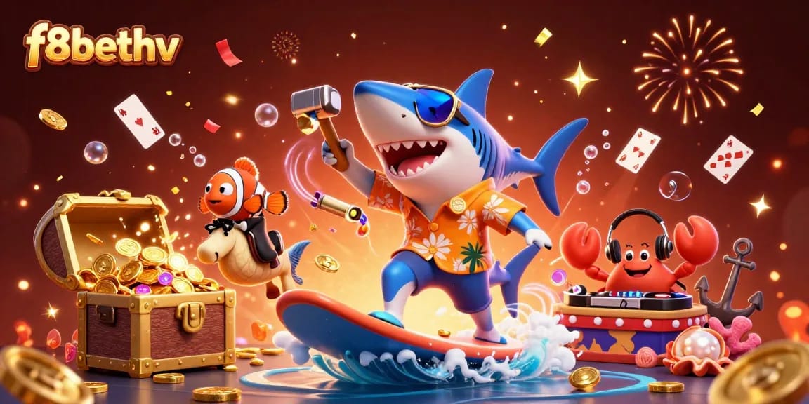 Experience thrilling games at f8bethv with vibrant characters in a 3D casino adventure illustration.