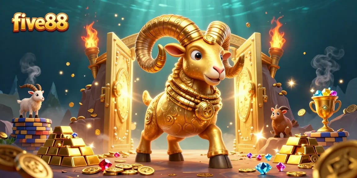 Experience five88 with vibrant gems and gold in this thrilling casino illustration.