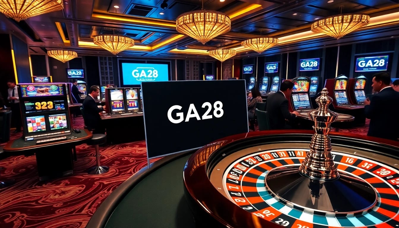 Experience the thrill of GA28's captivating casino games with vibrant tables and slot machines.