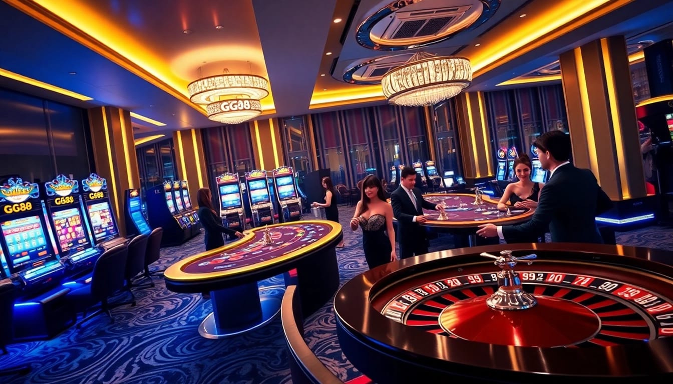 Experience the luxury of GG88's vibrant casino games with players celebrating big wins.
