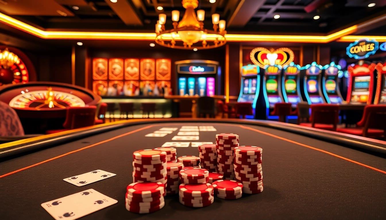 Engage with vibrant casino excitement at https://one88qq.com featuring a luxury poker scene and roulette table.