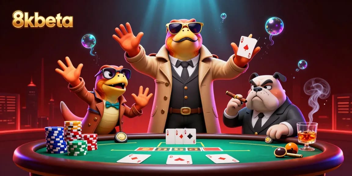 Experience the thrill of winning at 8kbeta's VIP casino lounge with unique characters and vibrant action.