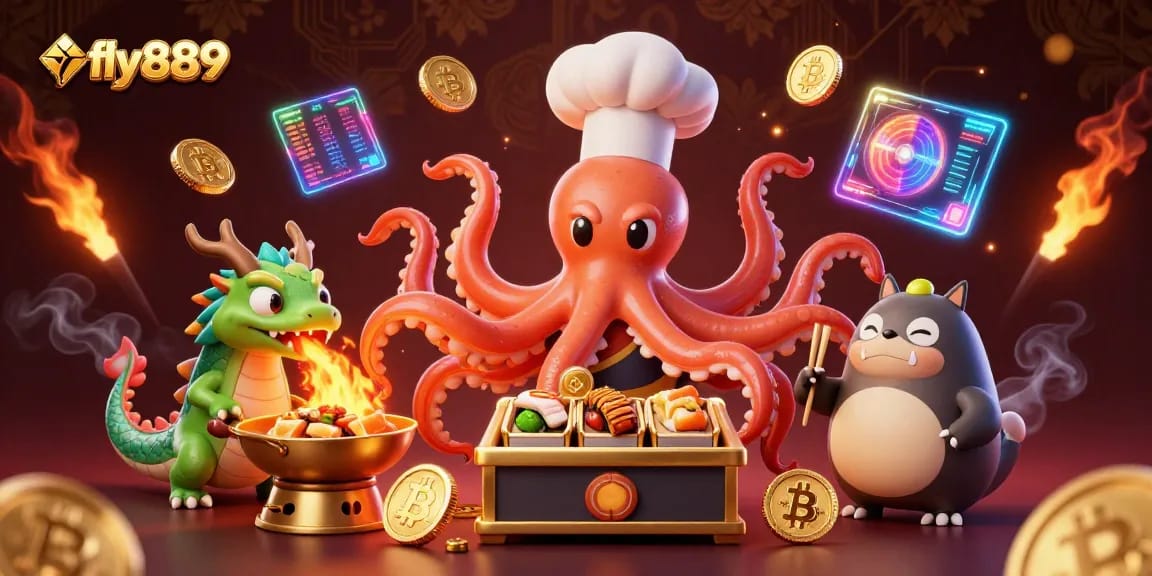 Engage in thrilling slot experiences at fly8889 with a vibrant 3D illustration featuring coins and lively characters.
