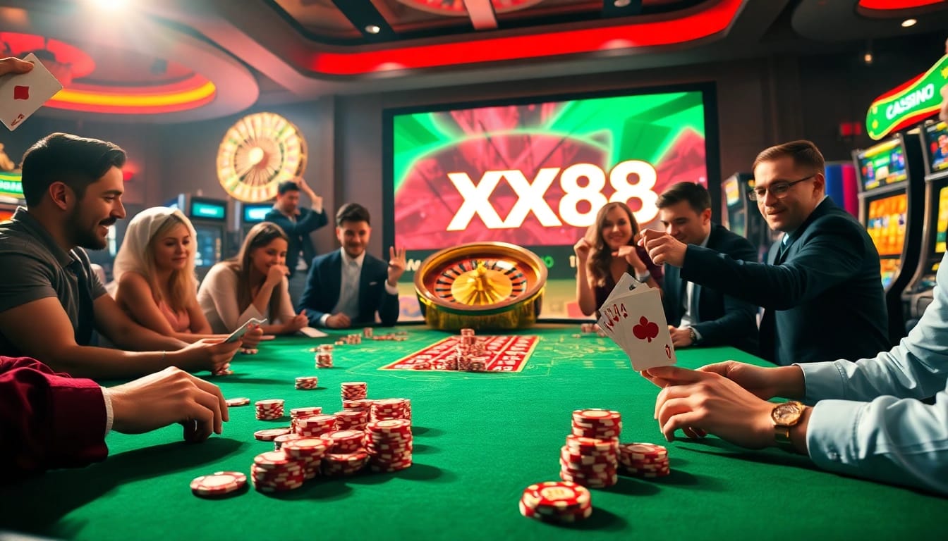 Experience intense gaming action featuring XX88 with vibrant casino games and betting excitement.