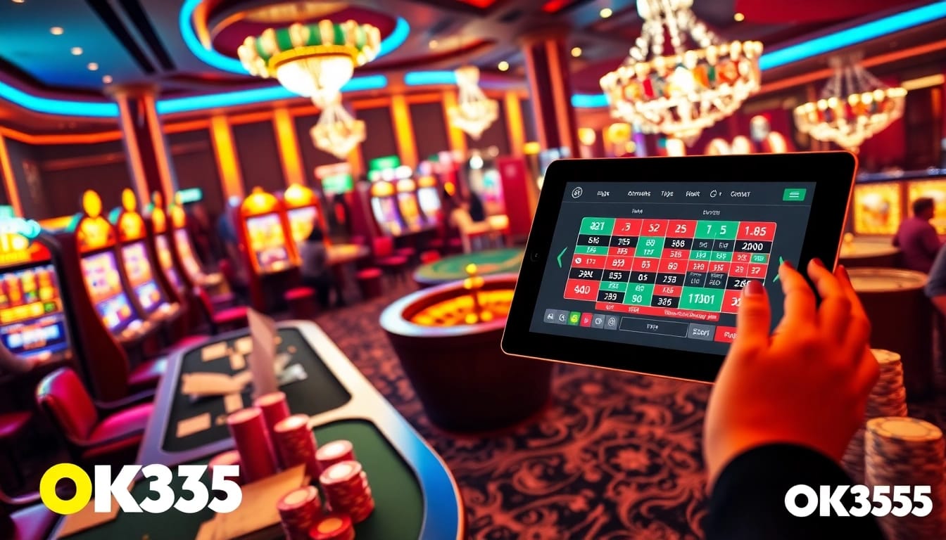 Players enjoying interactive gaming experiences at OK365 casino with lively slot machines and poker tables.
