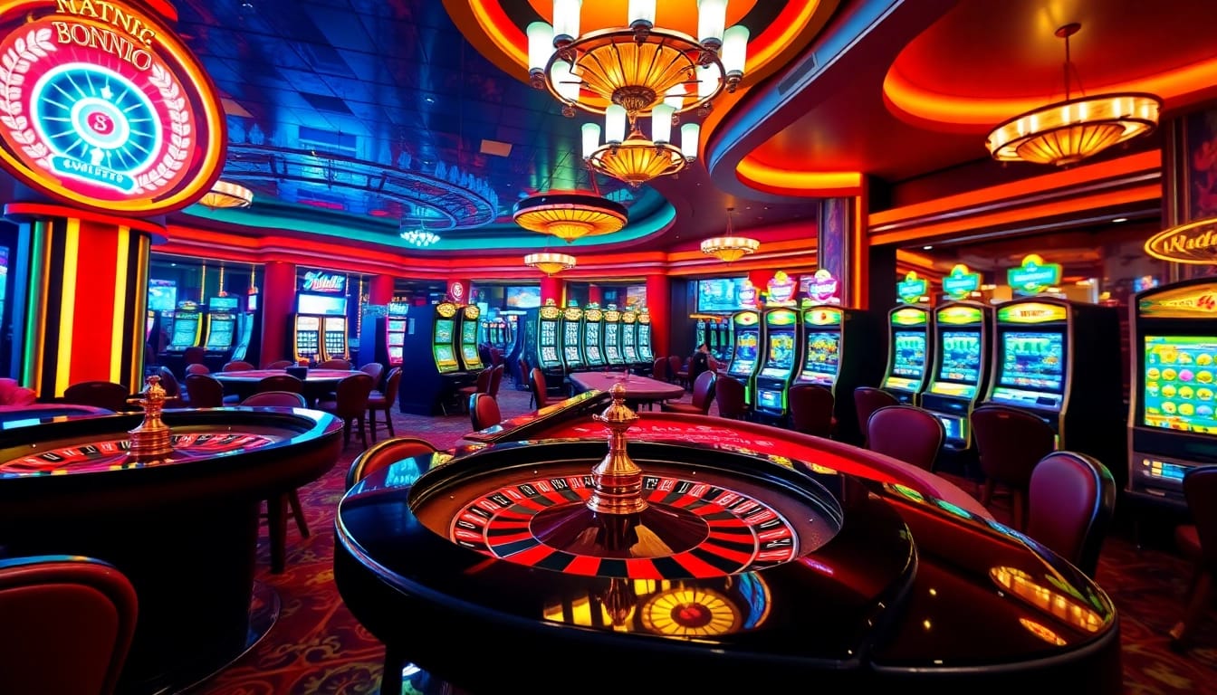 Experience thrilling gambling action at https://hitclub9.vip/ with vibrant casino visuals showcasing roulette and poker.