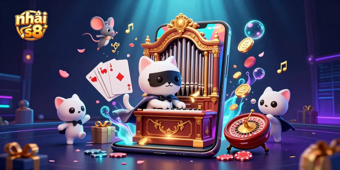 Engage in thrilling gaming action at Nhà cái s8 surrounded by vibrant casino elements.