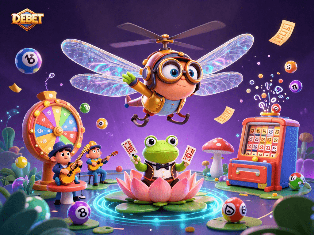 Engage in thrilling gameplay with DEBET's vibrant casino scene filled with excitement and dynamic energy.