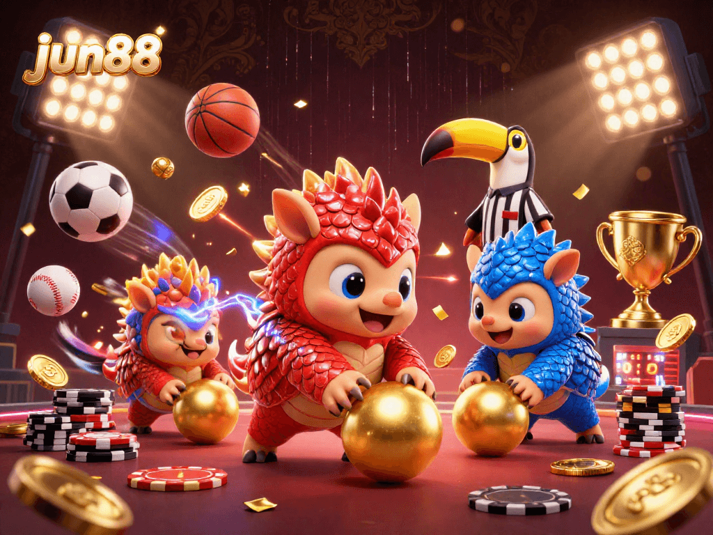 Experience the excitement of jun88 casino with rival pangolins competing in a colorful game atmosphere.