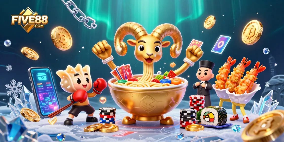 Experience thrilling gaming at FIVE88 COM with vibrant characters and dynamic digital elements.