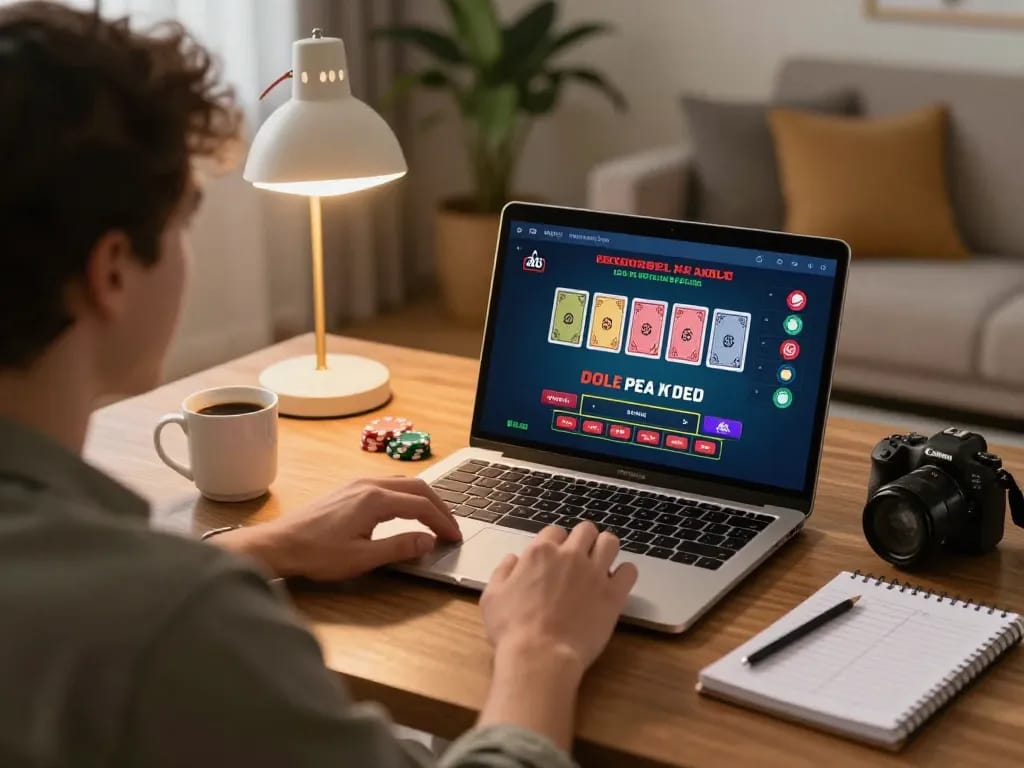 Player engaging in live blackjack game on DA88 from cozy home setup with strategies.