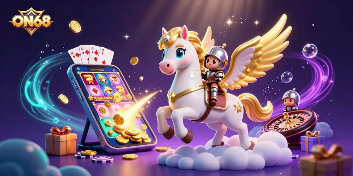 Experience thrilling gaming at ON68 with visionary cartoon characters and vibrant casino elements