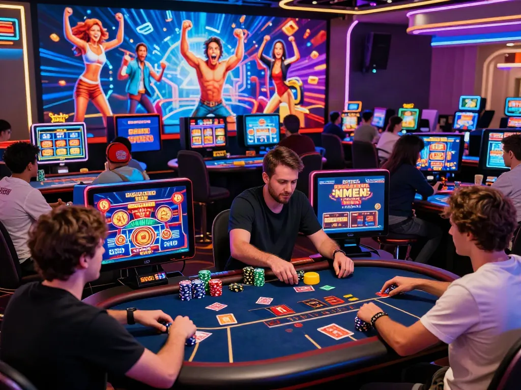 Exciting virtual gaming atmosphere at https://five88bet.org/ showcasing players in action with colorful graphics.