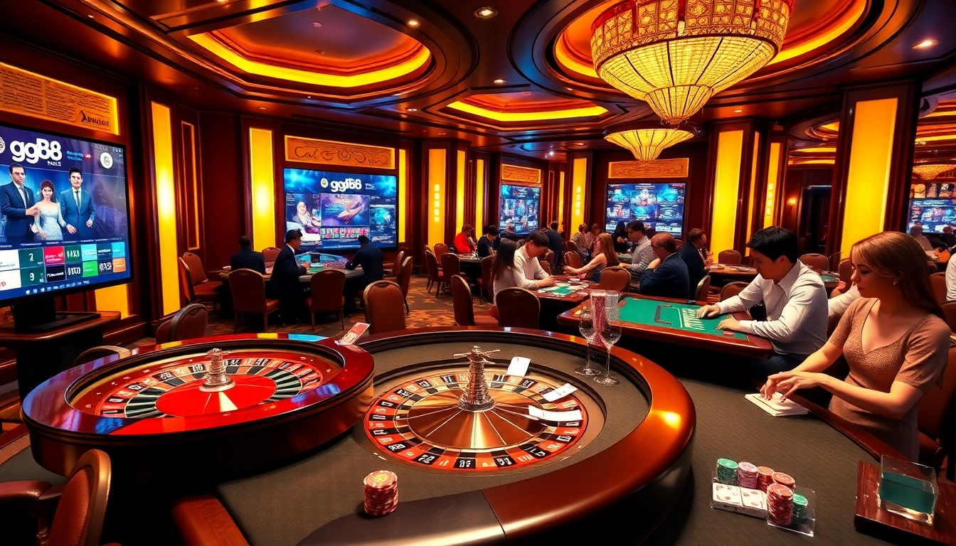 Experience high-stakes gaming at gg88 casino with vibrant tables and excited players.