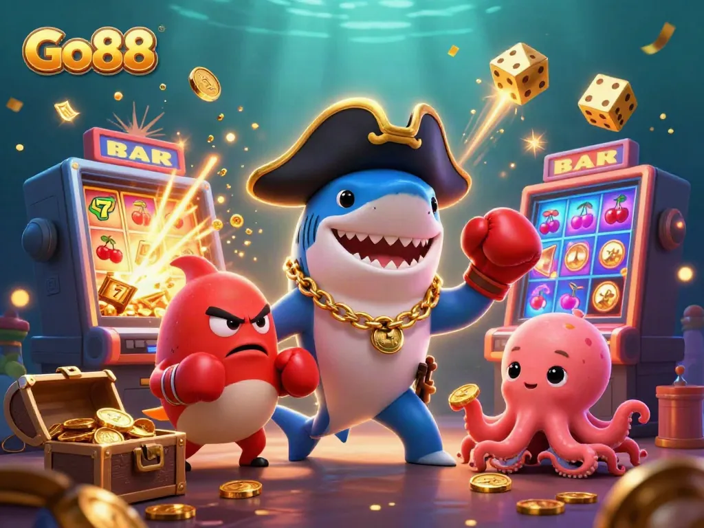 Engage with Go88's vibrant casino world, featuring colorful characters and thrilling game elements.