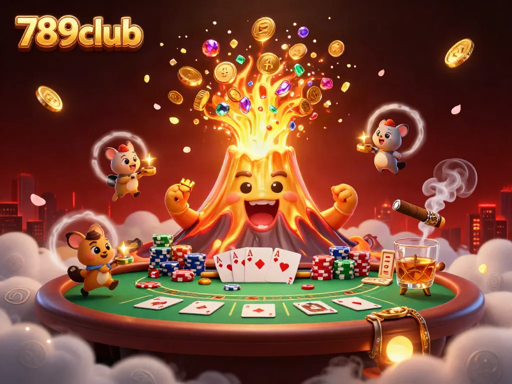 Experience the thrill of 789club with a dynamic scene of treasure and poker excitement.