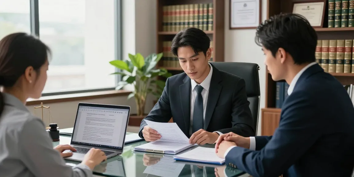 Lawyer helping clients with legal matters at yahoo in a modern consultation setting.
