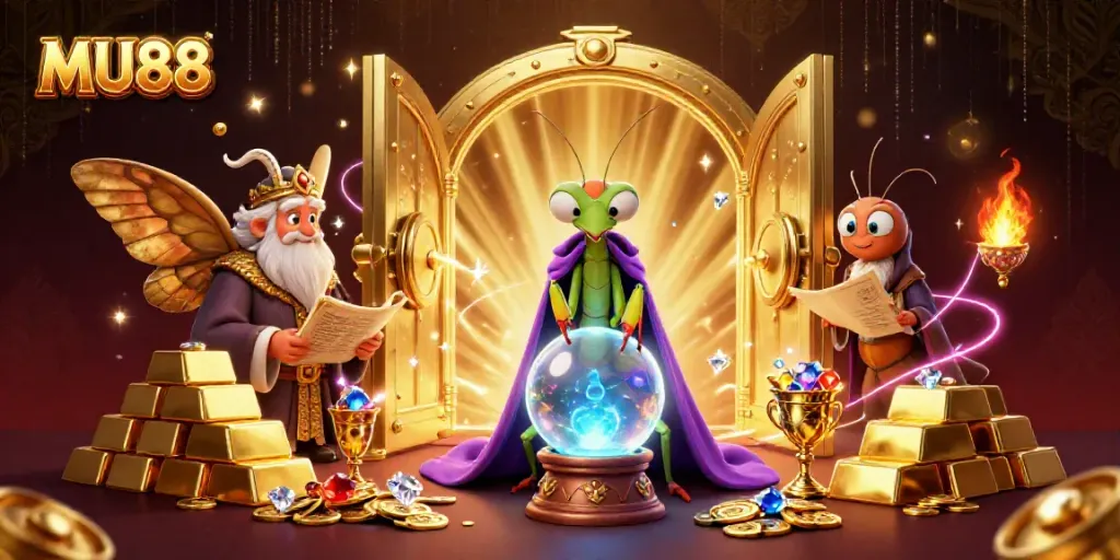 Experience thrilling entertainment at MU88 with an enchanting scene of fortune telling and treasure.