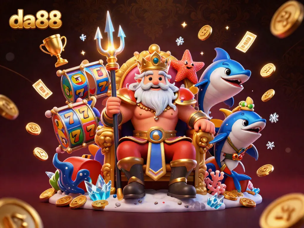Experience the thrilling world of da88 with Neptune and vibrant slot games in a rich casino setting.
