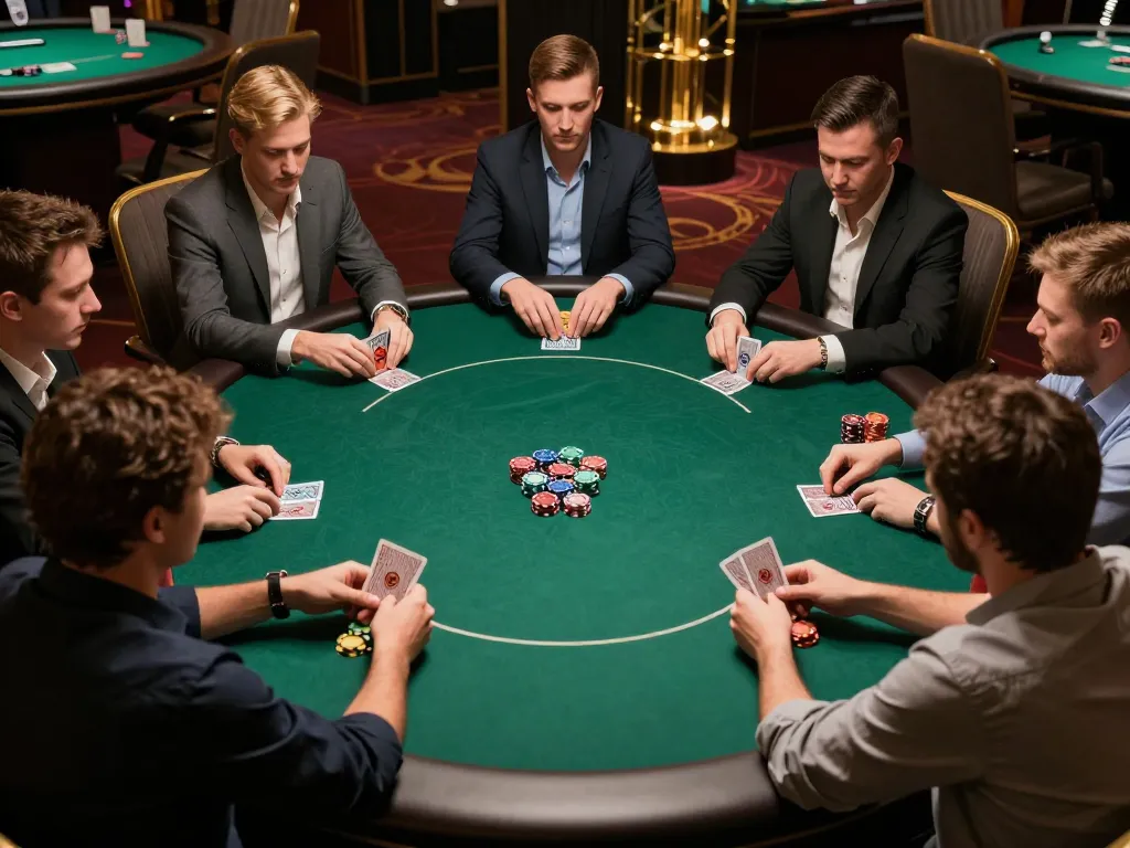 Engaged players strategizing in a live poker game at QQ88, showcasing the excitement of competitive gambling