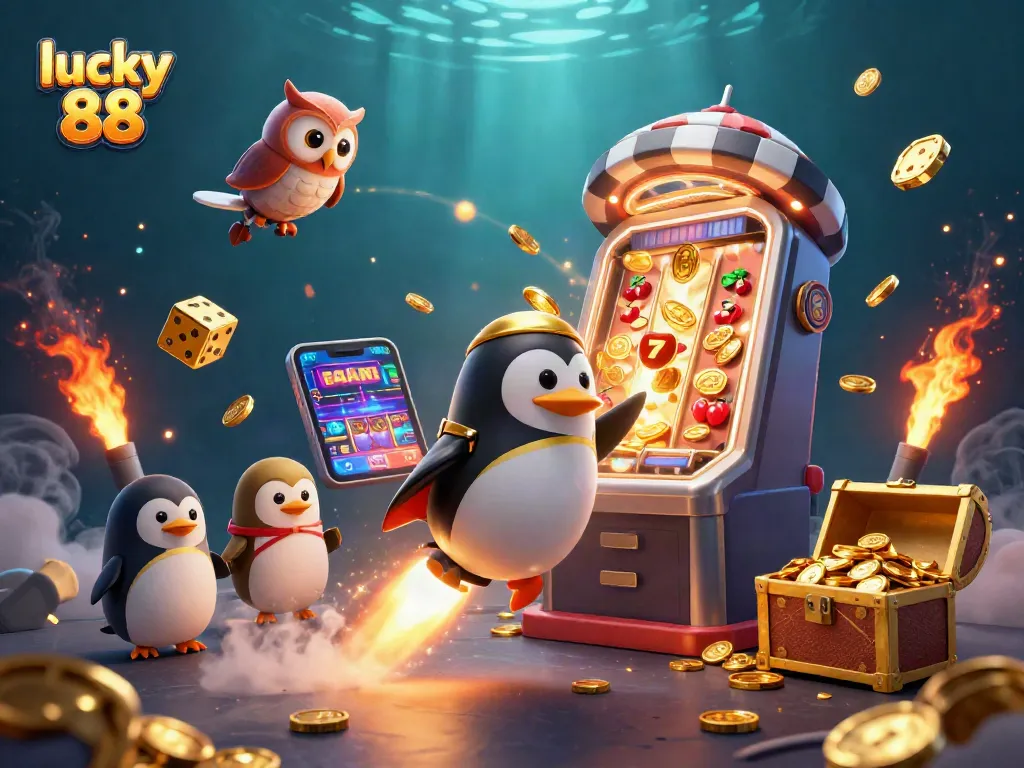 Engage with lucky 88 slot machines bursting with coins and light, showcasing thrilling casino excitement.