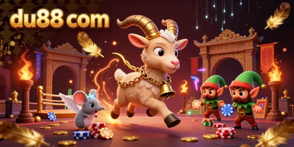 Experience the excitement of du88 com in a lively casino scene with unique characters stealing poker chips.