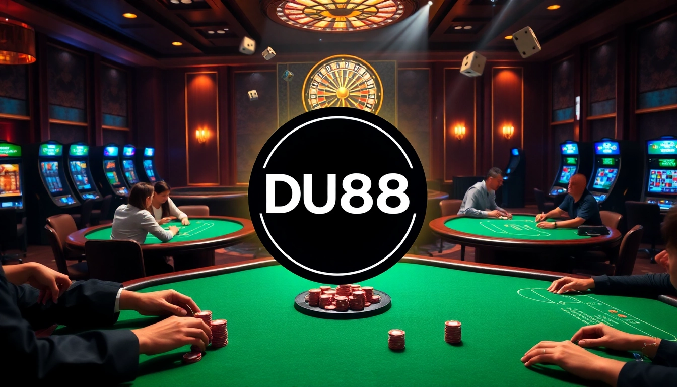 Experience thrilling gameplay at DU88 with elegant casino tables and vibrant poker chips.