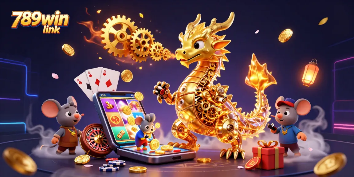 Engage with the thrilling 789win link featuring a golden dragon and vibrant gaming elements for players.