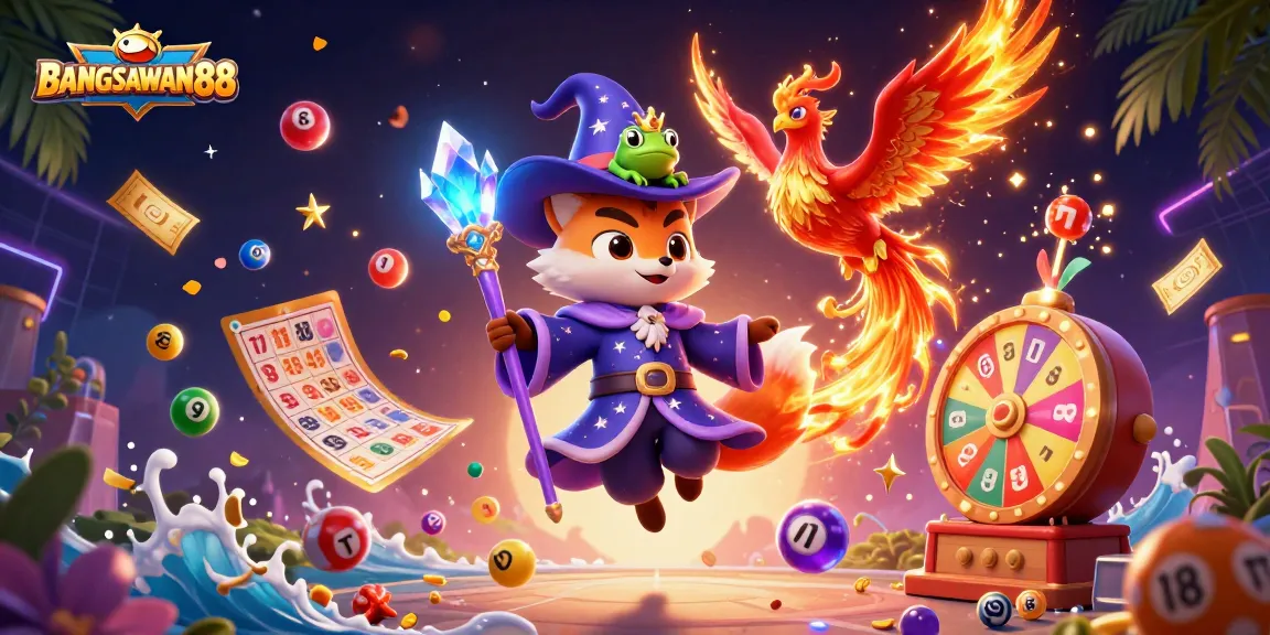 BANGSAWAN88 players engage with dynamic lottery elements in a vibrant 3D illustration.