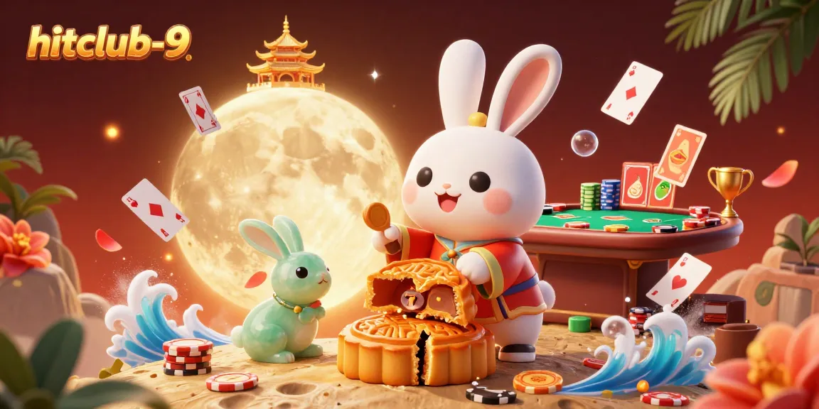 Experience vibrant action in hitclub-9 with colorful poker chips, lucky 7s, and a playful moon rabbit scene.