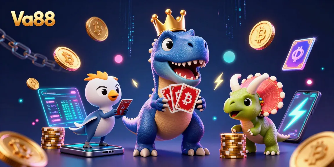Play and win with Va88 in this vibrant 3D casino scene filled with excitement.
