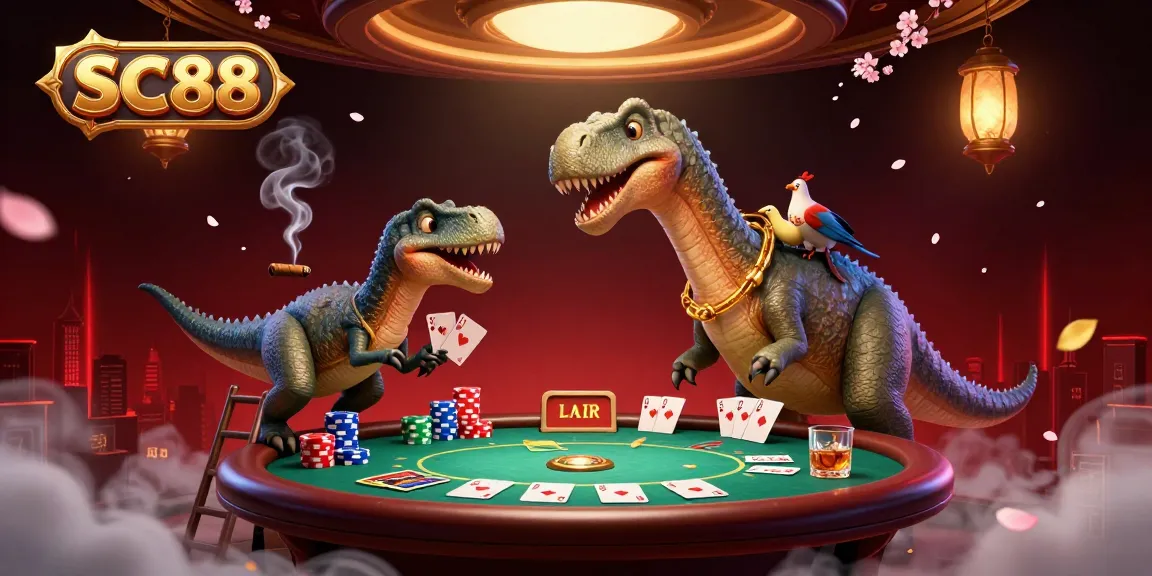 Engage in thrilling card games at SC88 with an ultra-detailed casino illustration showcasing a unique 3D scene.