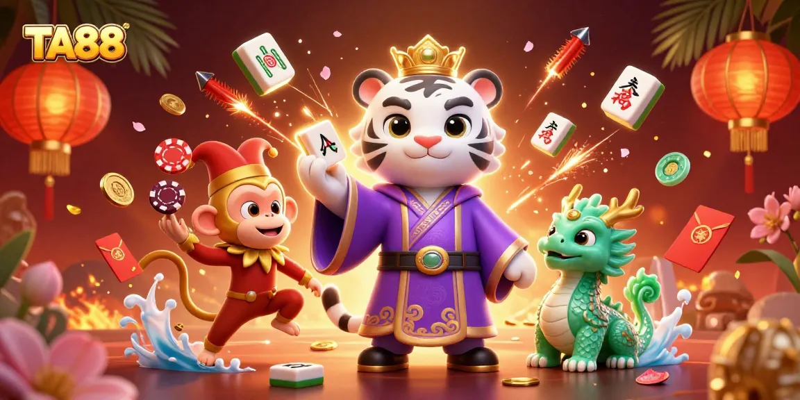 Engage with TA88, where an elegant tiger, jester monkey, and jade dragon enhance your gambling experience.