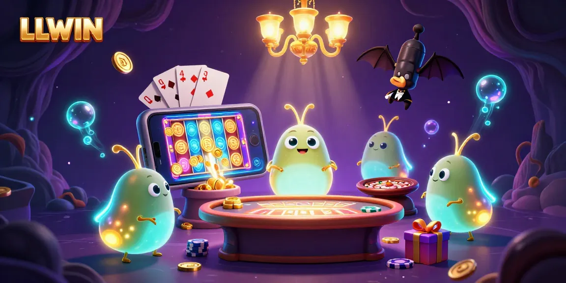 LLWIN showcases a vibrant casino scene with glowworms illuminating a unique gaming atmosphere