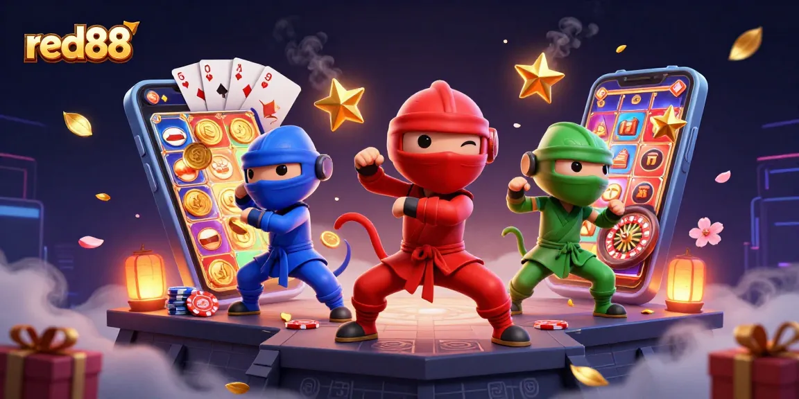 Experience thrilling gameplay at red88 with captivating 3D characters and vibrant casino elements.