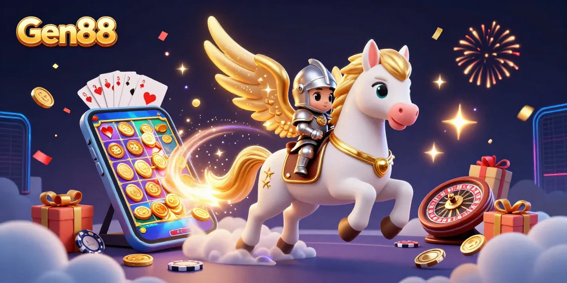 Experience the vibrant gaming adventure at Gen88, featuring unique casino elements and exciting characters.