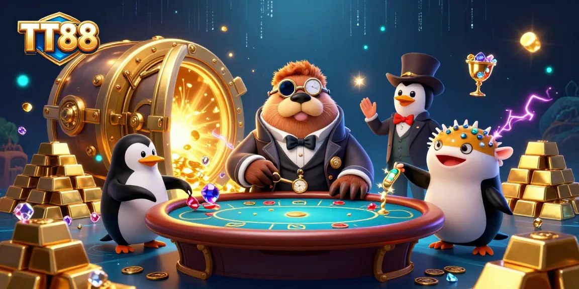 TT88 players experience underwater poker with unique characters in an engaging casino scene