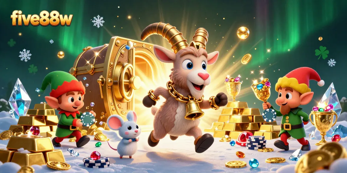 Experience thrilling gameplay at five88w with festive characters in a vibrant casino scene.